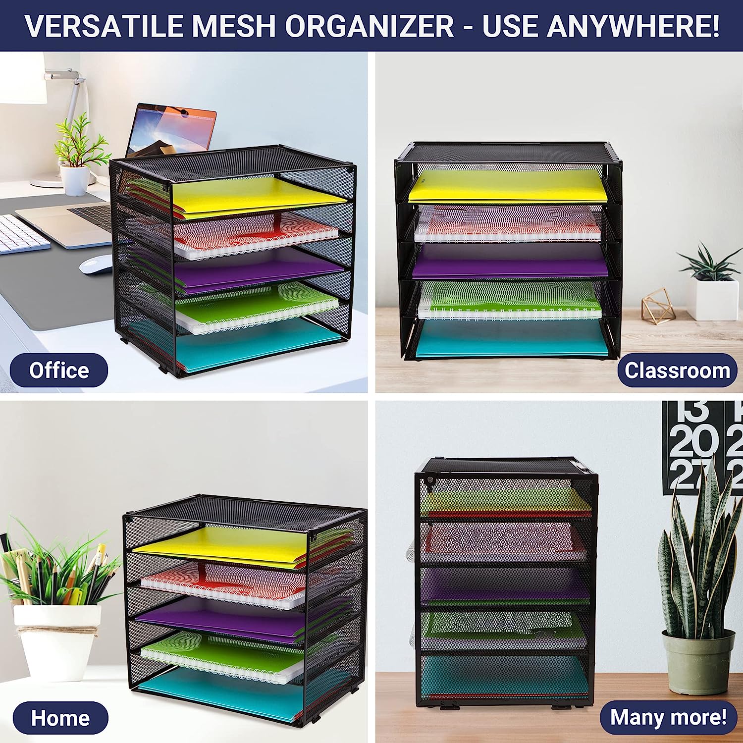 Desk Organizer with 6 Tiers, Paper Tray for Office Supplies, Letters, Billls, Folders, Files, Binders. Desk Organizers and Accessories for Home, Office, School. Office Organization with Style - Image 4